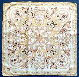 Designer JAMMERS LEUFGEN JL klassisch geblümt beige rosa weiß Twill Seidentuch - Bild 1 von 7