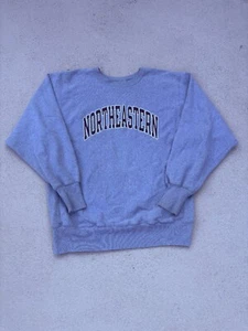 Felpa VINTAGE Champion Northeastern Huskies adulto XL grigio tessuto rovesciato - Foto 1 di 9