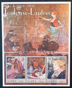 UGANDA TOULOUSE LAUTREC GEMÄLDE 100 JAHRESTAG BRIEFMARKENBLATT 2001 KUNSTKÜNSTLER - Bild 1 von 1