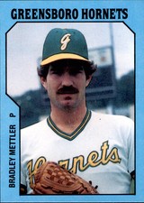1985 Greensboro Hornets TCMA #27 Bradley Mettler Lodi California Baseball Card