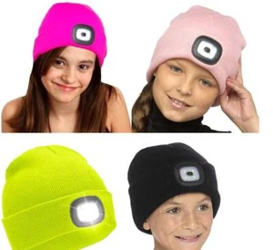 Niñas Niños Gorro Tejido Sombrero Cálido con Luz LED Cabeza de Alta Potencia Antorcha Lámpara - Imagen 1 de 10