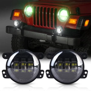 Pair 4 Inch LED Fog Lights Front Bumper Driving Lamps for Jeep Wrangler JK JL JT - Foto 1 di 24