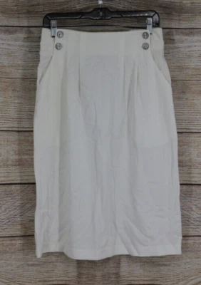 VINTAGE Apostrophe Womens High Rise Pleated Knee Length Skirt Size 10 White - Image 1 of 4