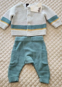 SET PANTALONI MAGLIONE A RIGHE 2 PEZZI COLLEZIONE TÈ RAGAZZI NUOVO CON ETICHETTE NEONATO 0/3MOS - Foto 1 di 4