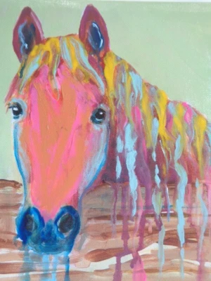 Уникальный - оригинальный абстрактный страны ферма лошадь картина на холсте искусства - Изображение 1 из 3