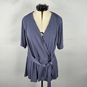Camicetta Lane Bryant avvolgente donna 22/24 viola scollo a V manica corta cintura - Foto 1 di 18