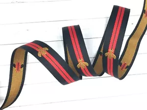 2 yards 3/4" black/green/red/ bee Striped grosgrain ribbon - while supplies last - Picture 1 of 5