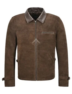 Brad Pitt Max Vatan Allied Leather Jacket Brown Suede Classic Lambskin Collared - Picture 1 of 8