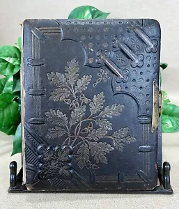 19th Century Gilded Leather Album w/ 67 Portraits - Tintype, Cabinet, & Carte - Picture 1 of 24