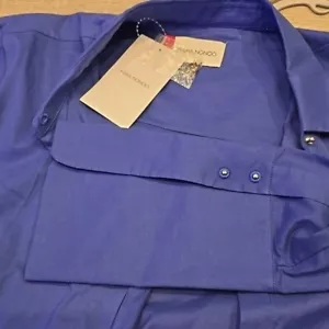 Misha Nonoo Voile französische Manschetten blau Ehemann Shirt neu Etikett silber Nieten XL Damen - Bild 1 von 6