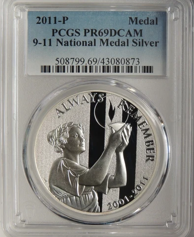 2011-P  9/11 NATIONAL SILVER COMMEMORATIVE MEDAL PCGS PR69DCAM #43080873 Cover