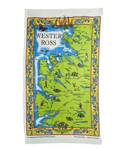 Toalla de té vintage sin usar recuerdo Wester Ross Escocia algodón - Imagen 1 de 10