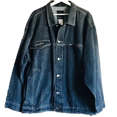Chaqueta de camionero vintage años 90 SEAN JOHN Jean para hombre XXL negra denim manga larga Foto 1 de 4