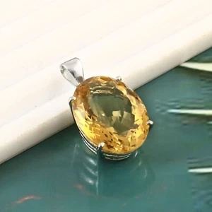 925 Sterling Silver Natural Citrine Gemstone Statement Pendant Jewelry Gifts - Foto 1 di 3