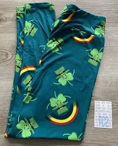 NEW RELEASE Lularoe Leggings Size TC2 Beautiful 4 Leaf Clover Rainbow Lucky - Picture 1 of 2