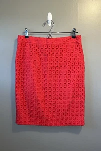 J.Crew No. 2 Bleistiftrock Damen 8 Chili Rot Ultra Ösen Spitze Knielang Neu - Bild 1 von 21