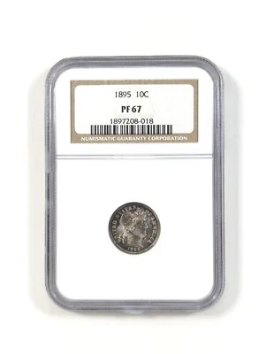 1895 Barber Dime 10C NGC PF67 Toned 🌈 Proof PR67 - 880 Mintage  - Image 1 of 4