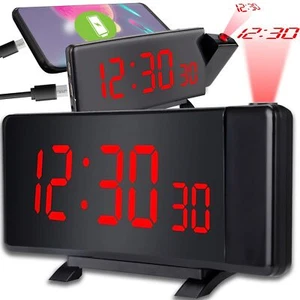 LED Projektion Wecker USB Digital Wecker Alarmwecker Tischuhr 8 Zoll Retoo - Bild 1 von 12