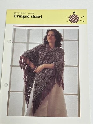 Fringed Shawl Women's Knitting Pattern Card - Image 1 of 4