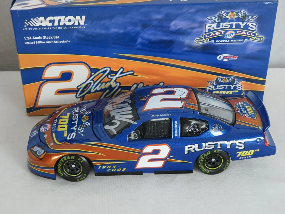 2005 Action Rusty Wallace #2 Miller 700th Start 1/24 Diecast Autographed