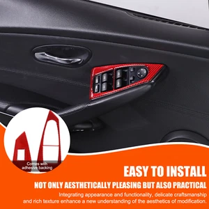 Red Carbon Car Window Lift Switch Frame Sticker For BMW 6 Series Coupe 2004-2009 - Picture 1 of 12