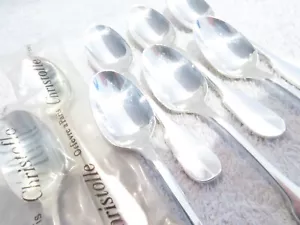 Vintage French silver-plated 8 demi tasse mini spoons Christofle Cluny 10,1cm - Picture 1 of 8