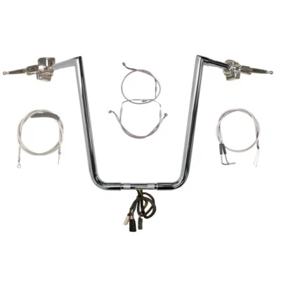 1 1/4" Chrome 19" Twin Peaks Handlebar Kit 1996-2006 Harley Road King  W/Cruise - Image 1 of 4