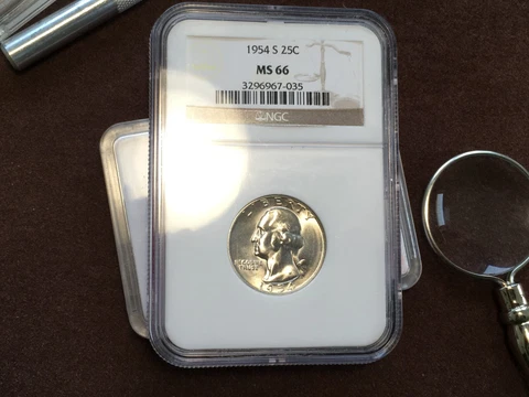 1954S WASHINGTON QUARTER NGC MS66 Cover