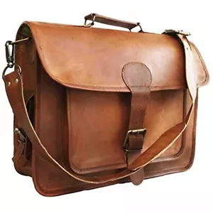 Briefcase Leather Sleeve Messenger Satchel Shoulder Office University Work Bag - Picture 1 of 6