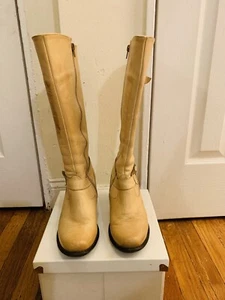 B.UNIQUE WOMEN'S BOOTS SIZE 7.5 EUR SZ 38 DISTRESSED BEIGE LEATHER - Picture 1 of 10
