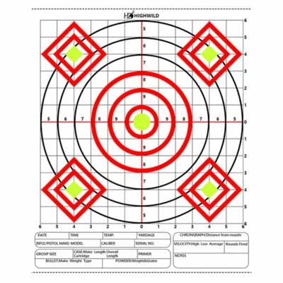 Highwild Paper Targets 24 Pack - 13"X17" High Visibility Gun Shooting Practice