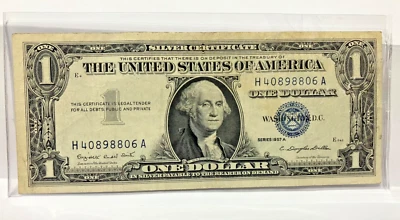  Series 1957 A Silver Certificate $1 dollar bill  blue seal  - Image 1 of 2
