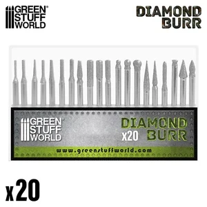 Diamond Burr Set with 20 tips in 3.2mm - for hobby hand drill, milling machine - Picture 1 of 3