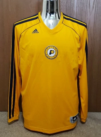 Indiana Pacers Adidas Long Sleeve NBA Basketball Shooting Shirt Men's XL Yellow Cover