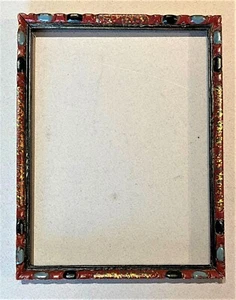 vintage 8 x 10 carved wood red blue black & gold Vienna Secession frame ca 1900 - Picture 1 of 3