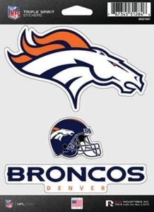 Denver Broncos Triple Spirit 3 Decals Auto Tumbler Laptop Cut to Shape - Picture 1 of 1
