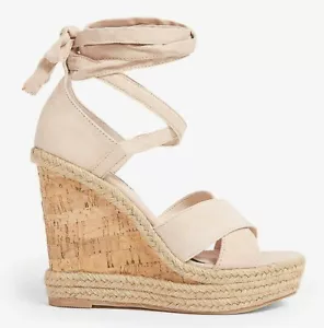 TOPSHOP Winona LEATHER Nude Strap Wedge Platform ESPADRILLE Heel Sandal SUEDE 42 - Picture 1 of 6