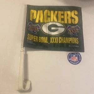 Green Bay Packers Super Bowl XXXI Champions 2-Sided Car Flag Vintage NFL 1997 - Picture 1 of 11