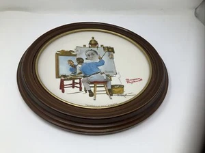 Vintage Triple Self Portrait Plate China Norman Rockwell Limited Edition Decor - Picture 1 of 7