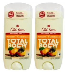 Old Spice Total Body Mandarin + Sandalwood Stick Deodorant 3oz - Pack of 2 - Picture 1 of 2
