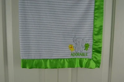 Manta bebé Just One You Carter's Adorable elefante pato rana gris a rayas verde Foto 1 de 4