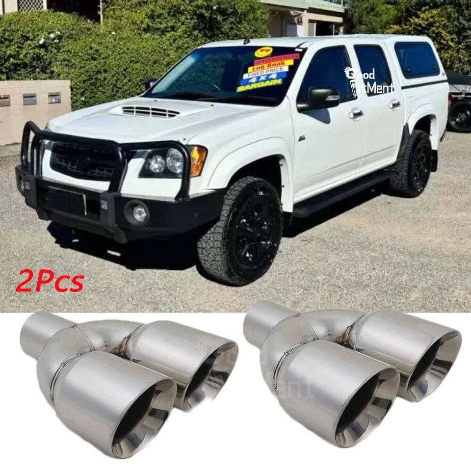 For Holden Colorado RC RG 2x Chrome Dual Exhaust Tip 2.5" Inlet 3.5" Outlet 9.5" - image 1 of 4