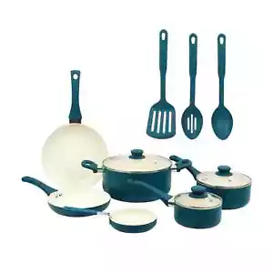 Ceramic Nonstick Cookware Set 12-Piece Cast Iron Pots & Pans Cook Kitchen Home - Picture 1 of 8