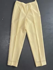 Pantaloni eleganti DANA BUCHMAN giallo burro/oro cotone seta pantaloni pantaloni * 6 - Foto 1 di 4
