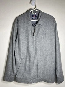 Chaps Ralph Lauren Men’s Med Wool Jacket Zip Up Grey Lined Bomber Coat 48" Chst - Picture 1 of 9