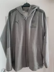 Arsenal Puma Performance grey Hoodie Large Mens New With Tags - Picture 1 of 5