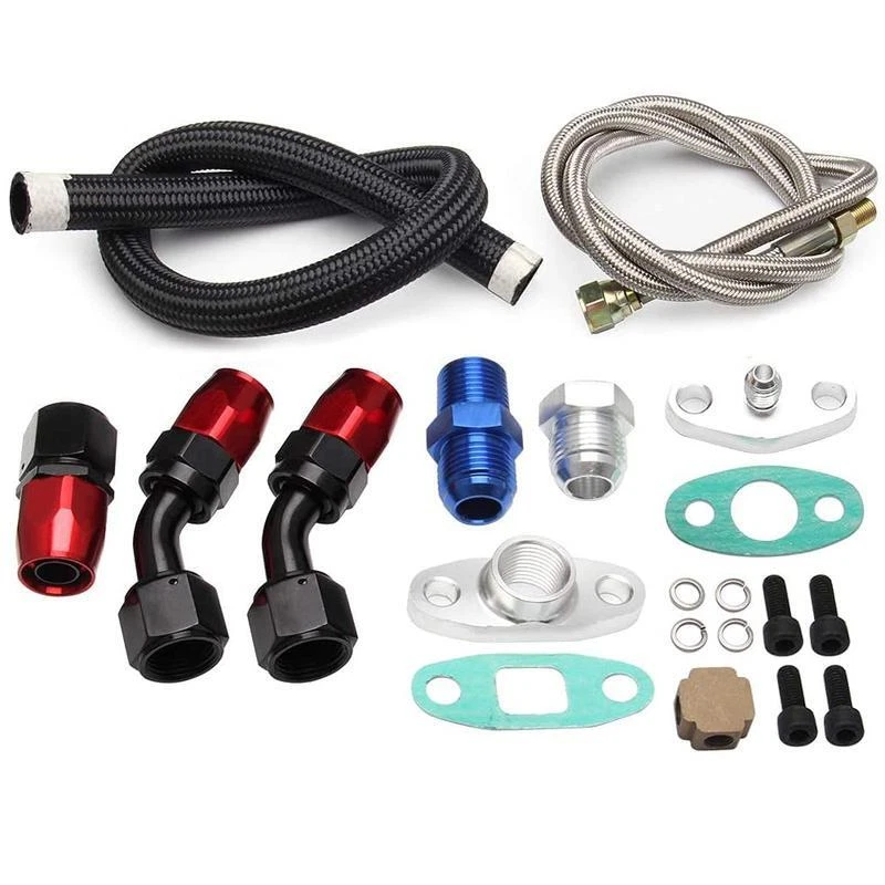 Turbo cargador de coche de EE. UU. línea de drenaje/alimentación de aceite ajuste completo para T3 T4 GT35 T70 T66 Foto 1 de 4