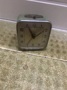 Vintage 1930s Bayard French Travel Alarm Clock Green Enamel - Picture 1 of 5