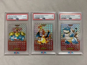1996 Pokemon Carddass Prism Set Venusaur Charizard Blastoise PSA Graded From Jp - Bild 1 von 24
