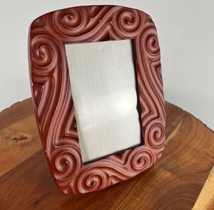 Vintage 4x6 Wood Picture Frame Carved Scroll Embossed, Rounded - Picture 1 of 13